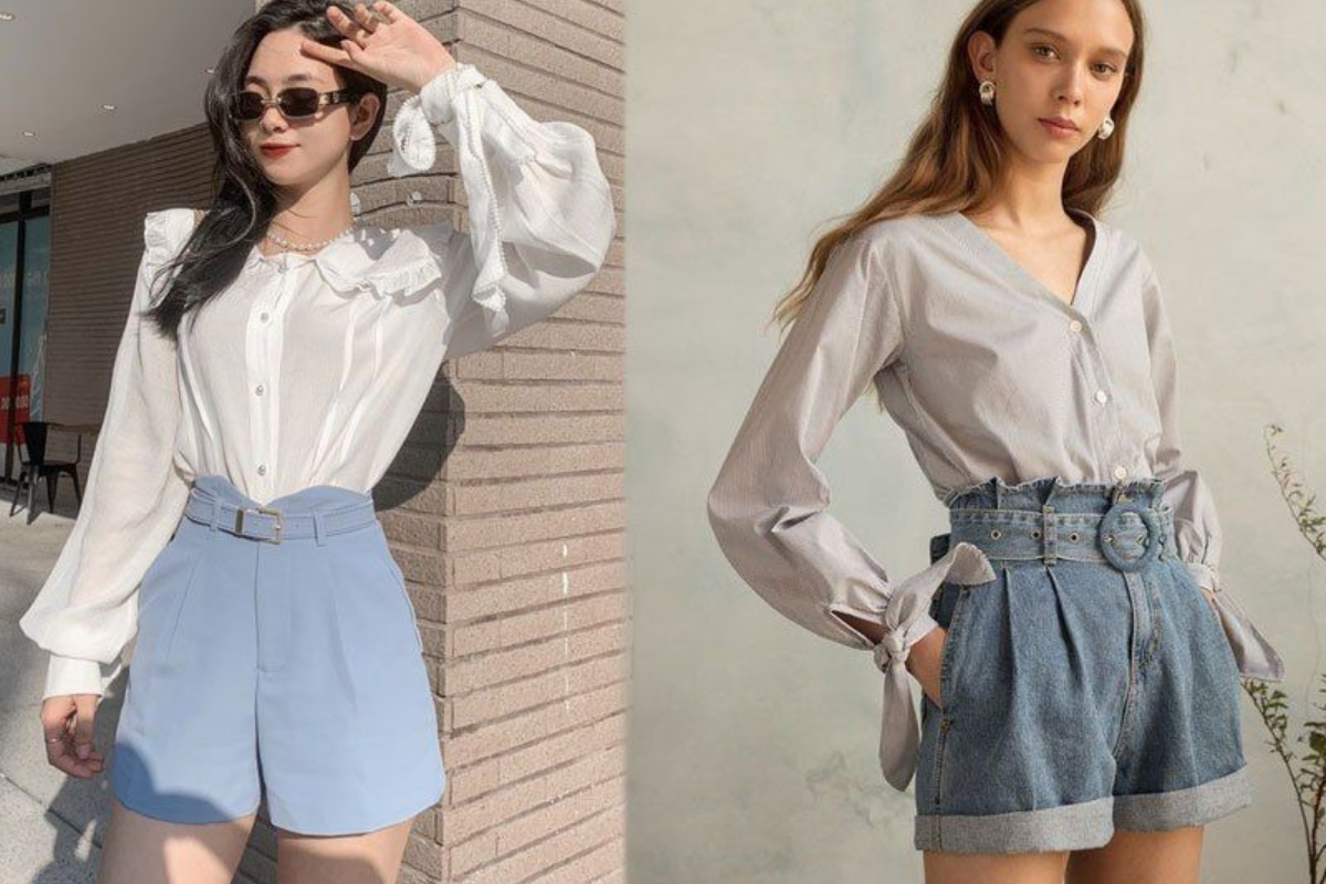 Quần short jean và áo sơ mi
